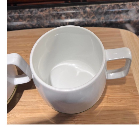 Dinex Thermos Green White Insulated Coffee Mug Cup Set 2 King Seely Camping RV - Picture 6 of 9